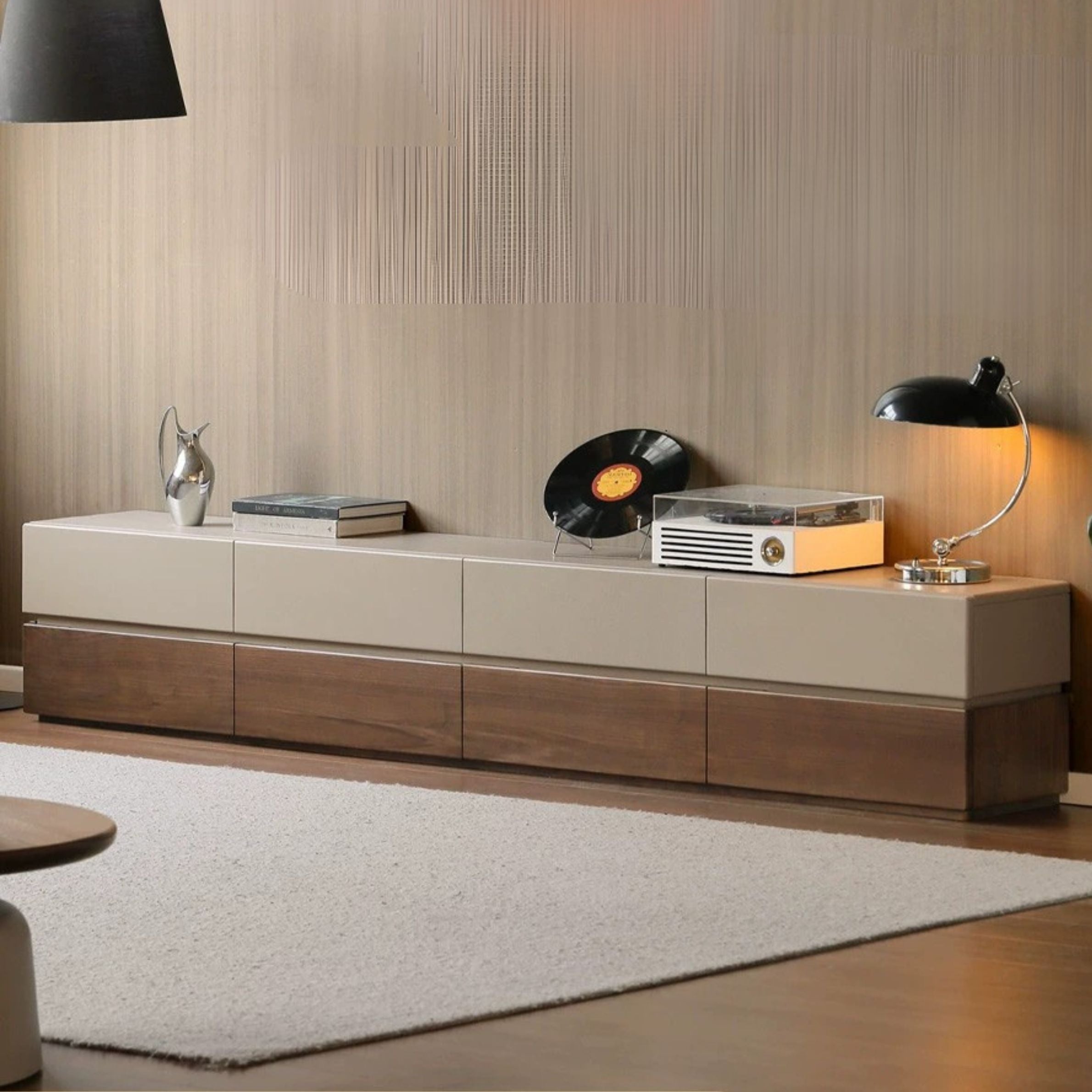 Black Walnut Solid Wood Italian Light Luxury Floor TV Cabinet.