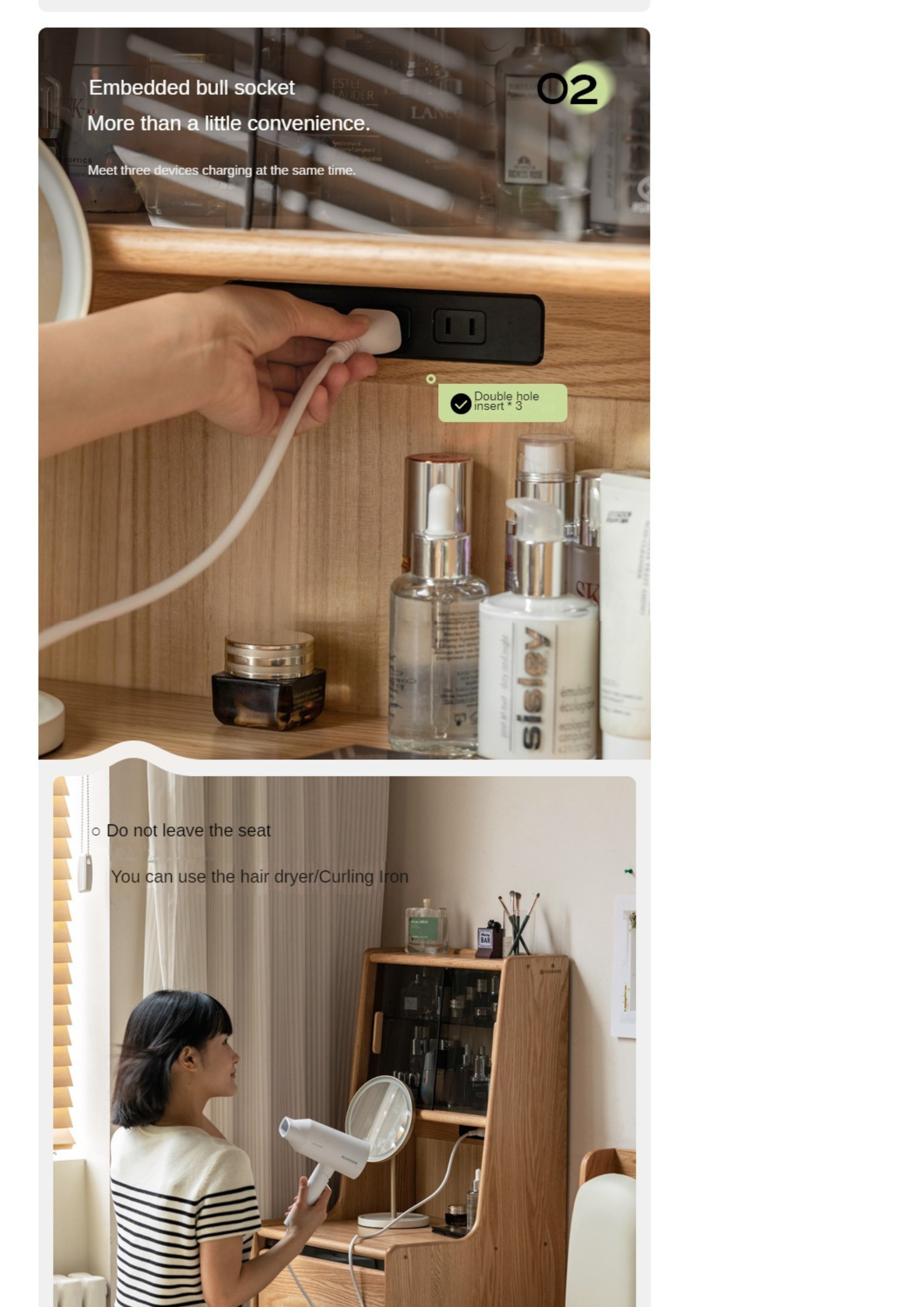 Oak, Solid Rubberwood Modern Dressing Table.