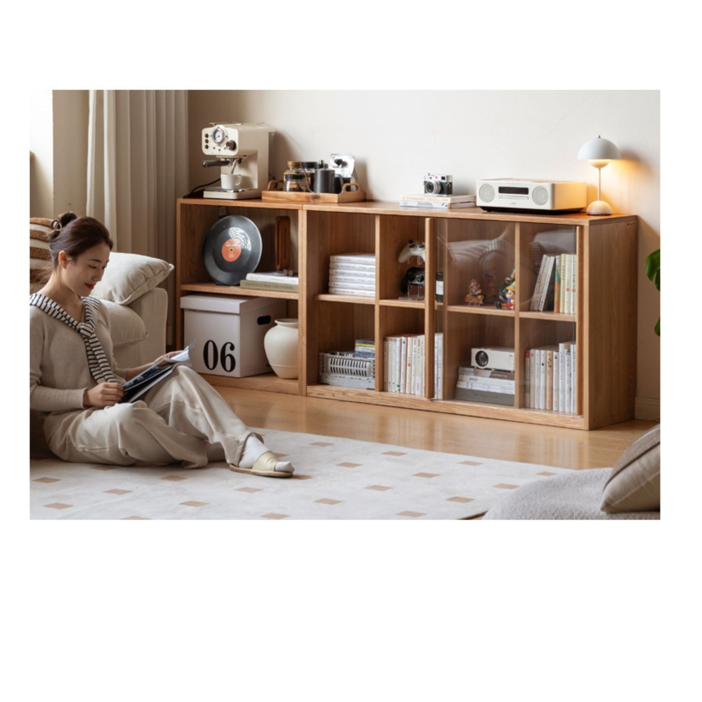 Oak Solid Wood Combination Bookcase.
