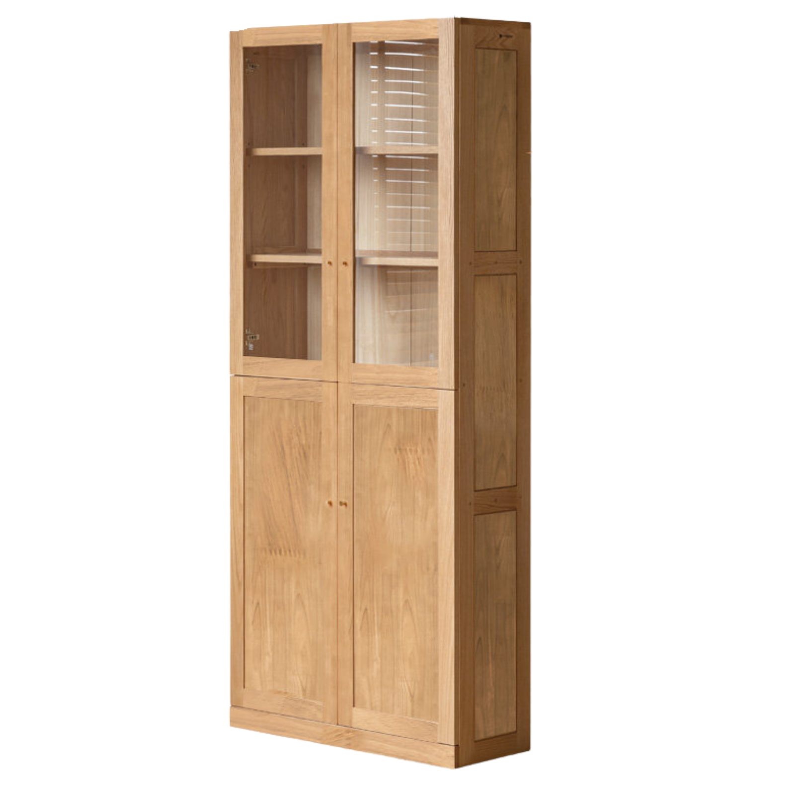 Oak, Solid Rubberwood Modern Bookcase Storage