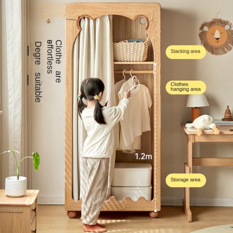 Beech Solid Wood Children's Wardrobe.