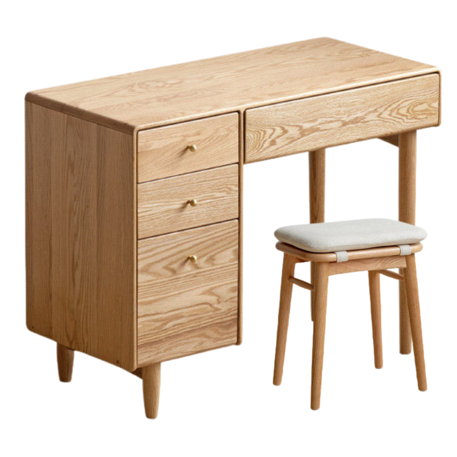 Oak Solid Wood Vanity Table Atmosphere With Lights.