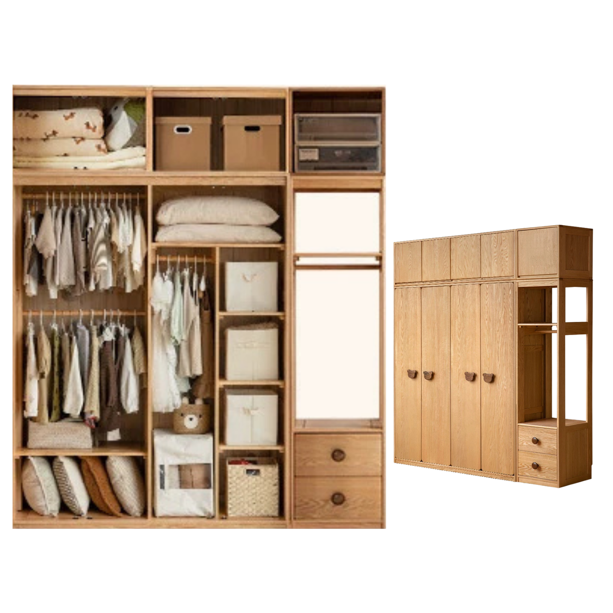 Oak Solid Wood Kids Wardrobe
