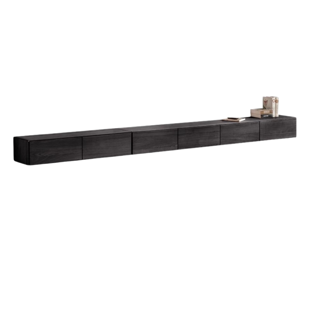 Oak Solid Wood TV Cabinet Hanging LED Lights.