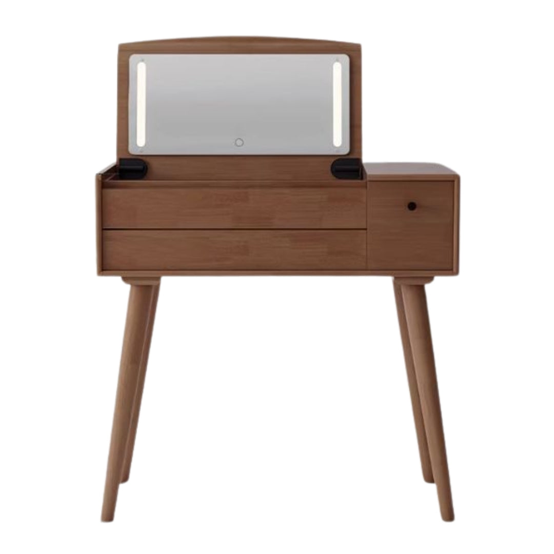 Oak Solid Wood, Solid RubberWood Vanity Table Mirror LED Touch Light.