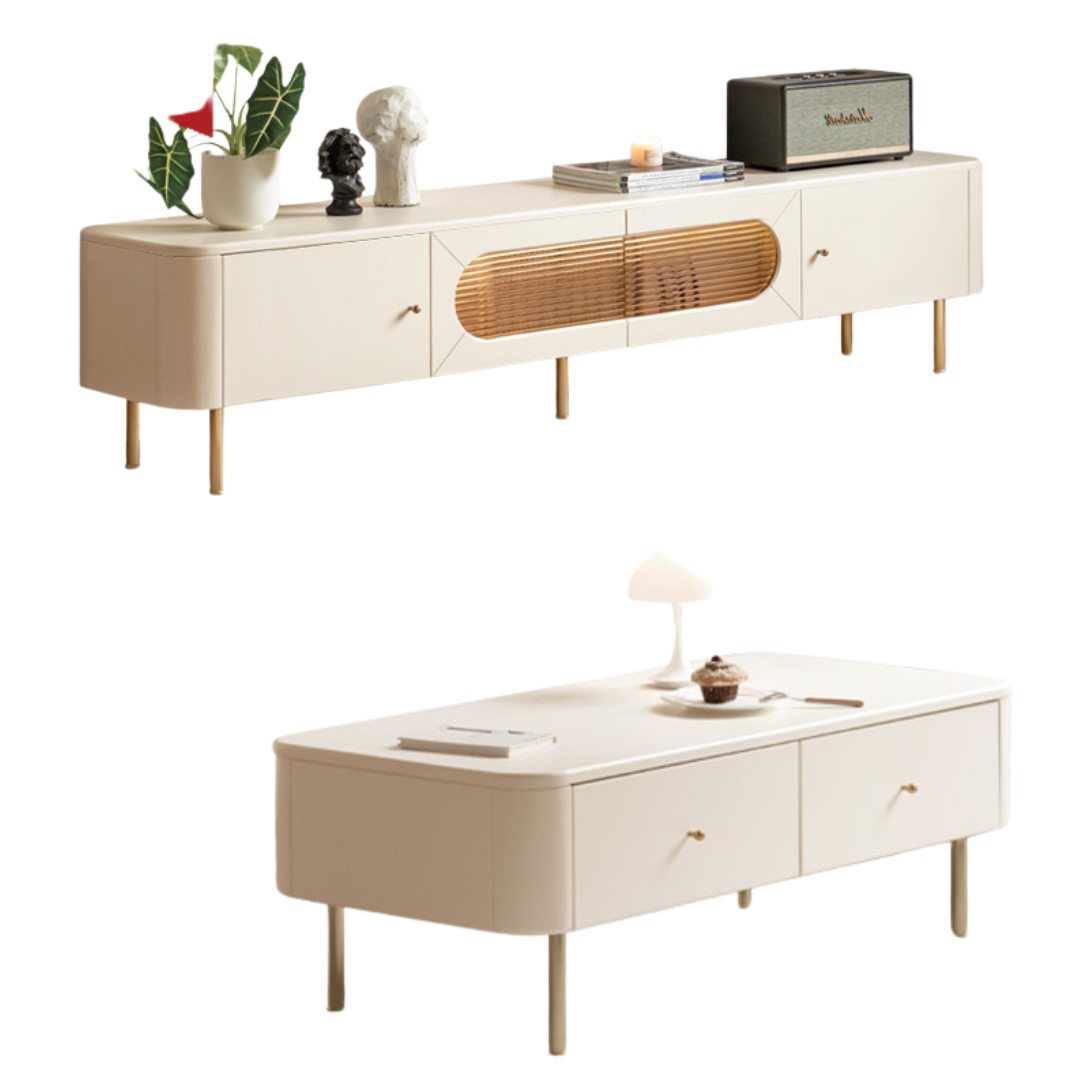 Poplar Solid Wood Modern White Storage Coffee Table