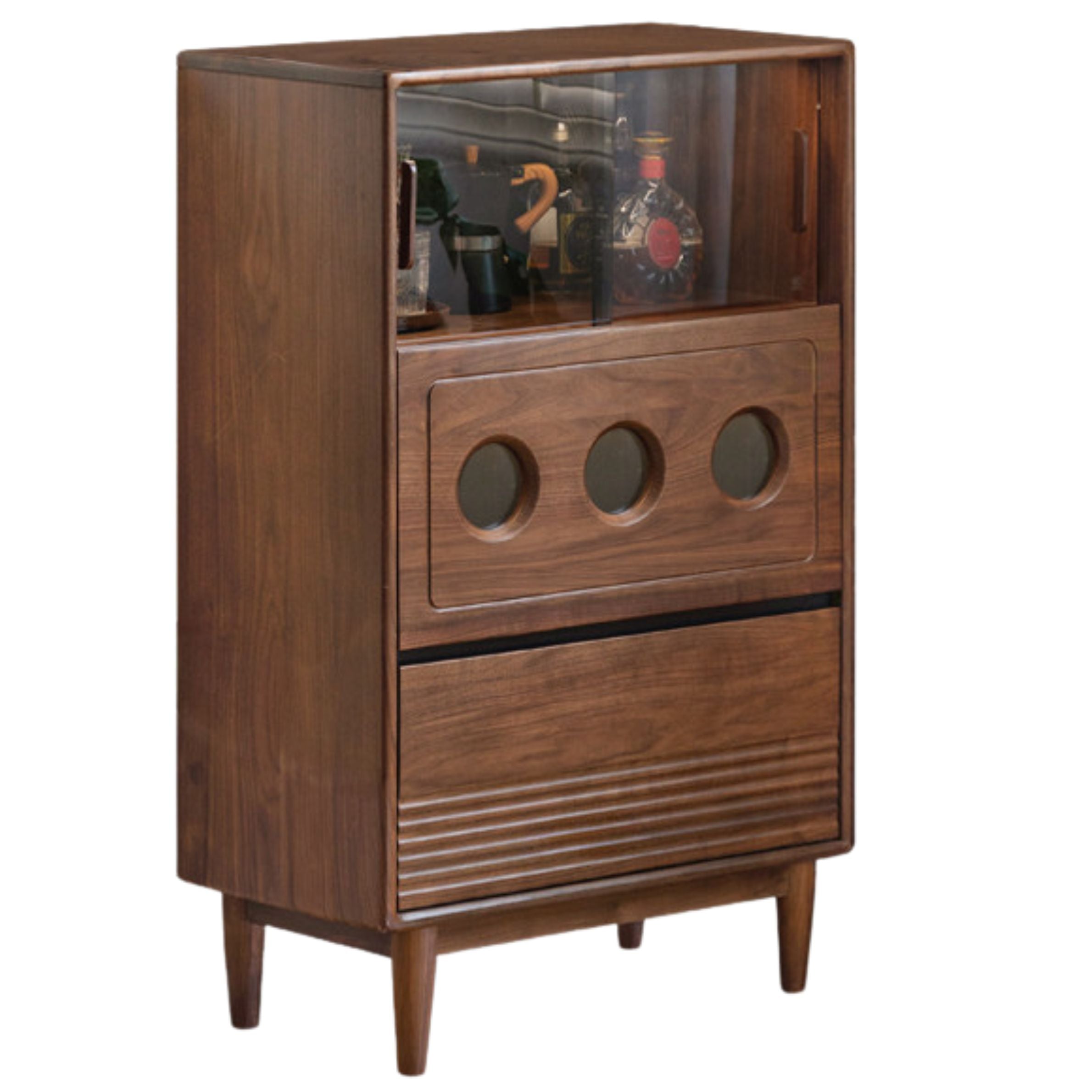 Black Walnut Solid Wood Antique Locker Retro Side Cabinet