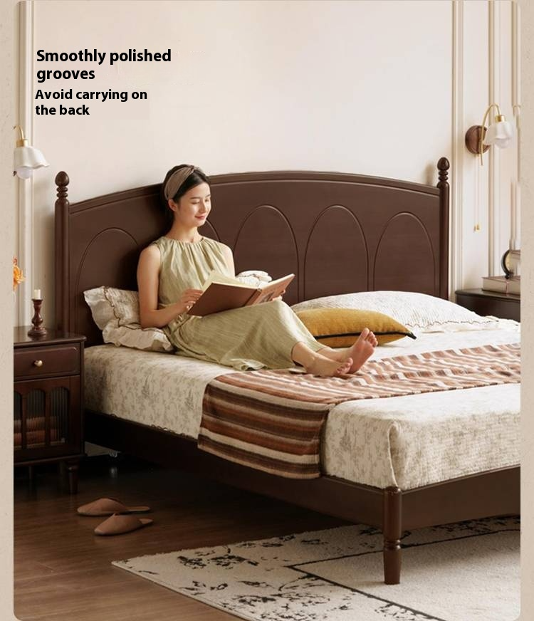 Poplar Solid Wood French Retro Bed