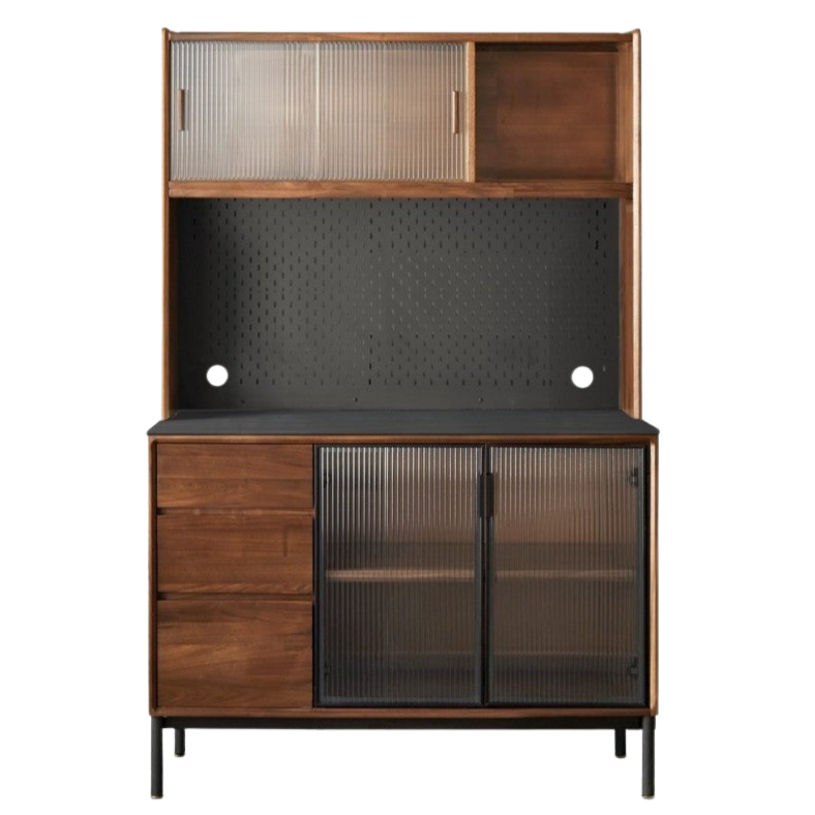 Black Walnut Solid Wood, Sandalwood Rock Sideboard Buffet Cabinet