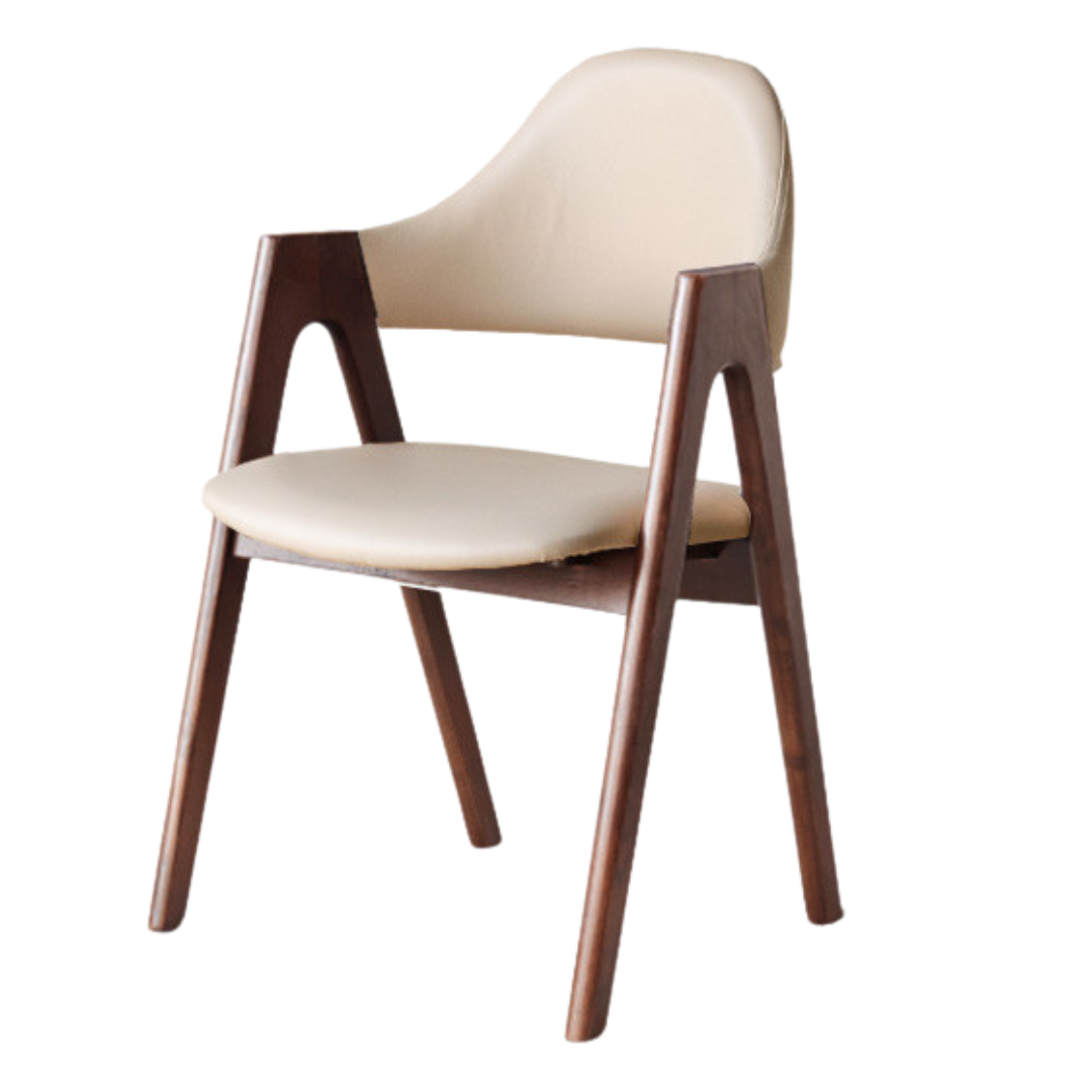 Black Walnut, Oak, Solid Rubberwood Chair with Soft Fabric/Leather Back