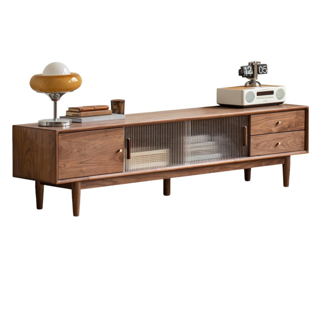 Black Walnut, Teak solid wood TV Cabinet.