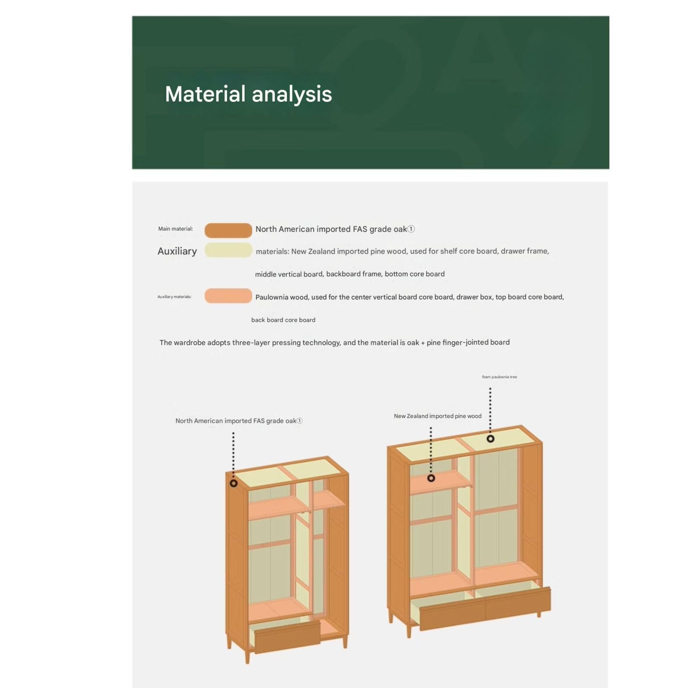 Oak Solid Wood Modern Wardrobe.