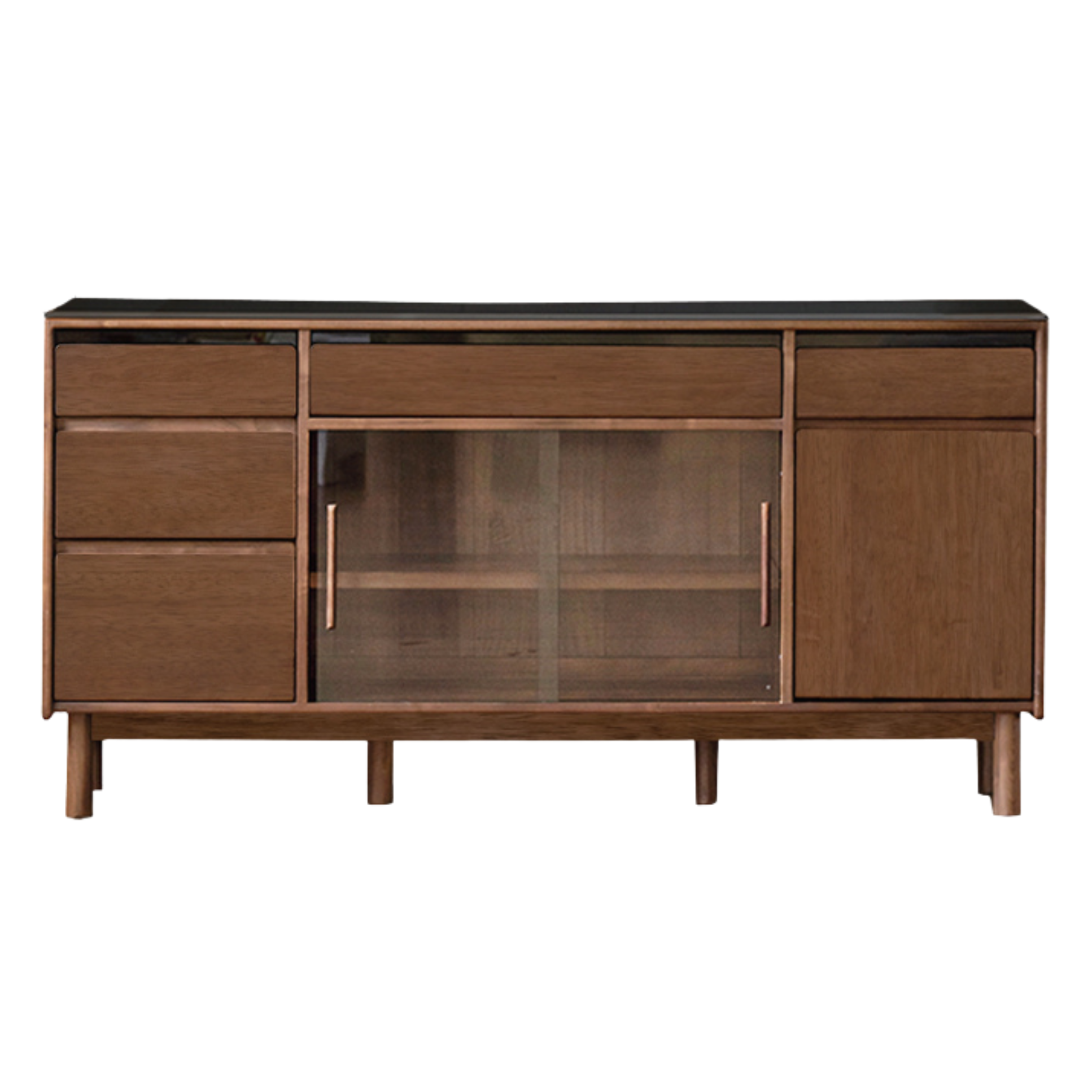 Black Walnut, Sandalwood Solid Wood Light Luxury Rock Plate Sideboard