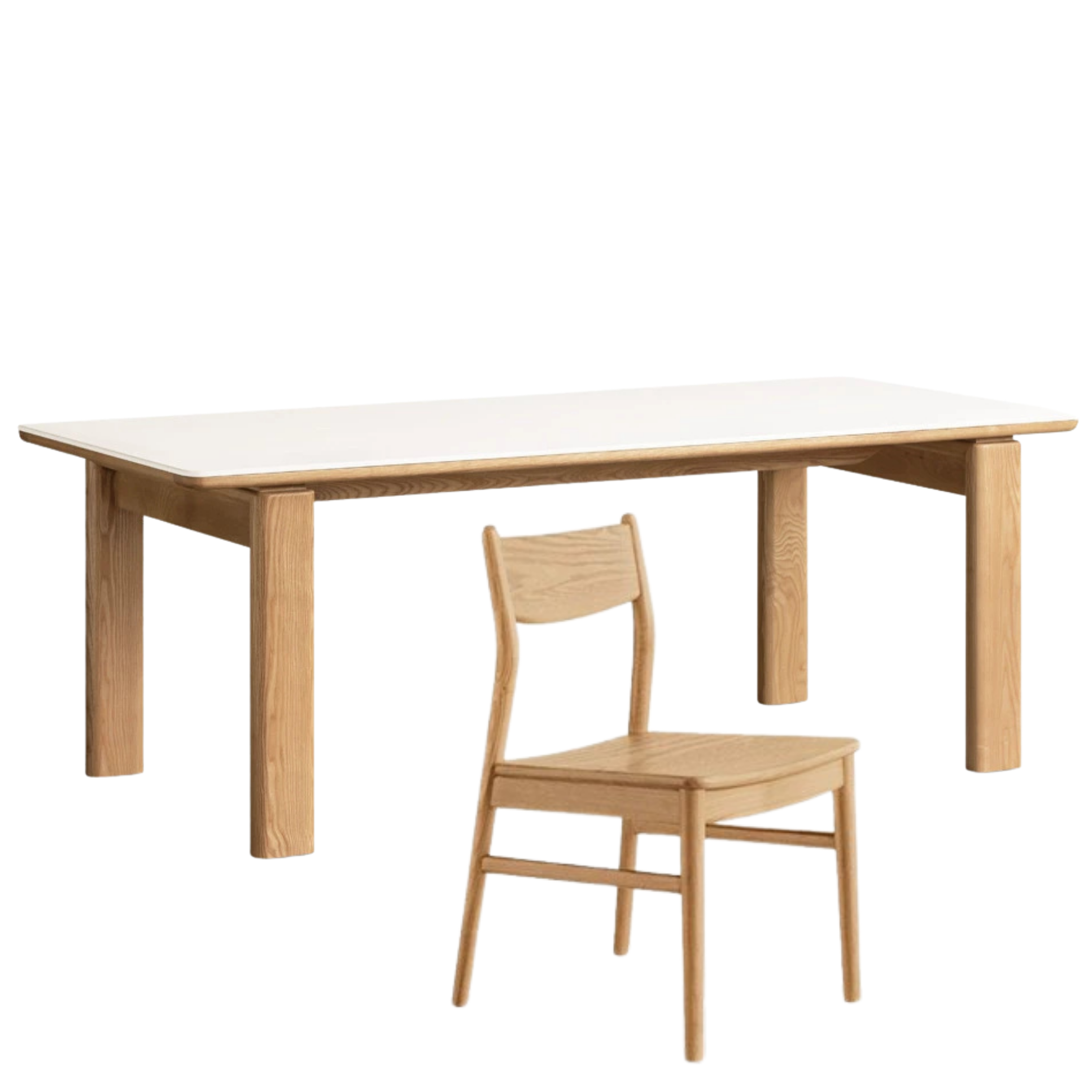 White Ash Solid Wood Restaurant Slab Dining Table