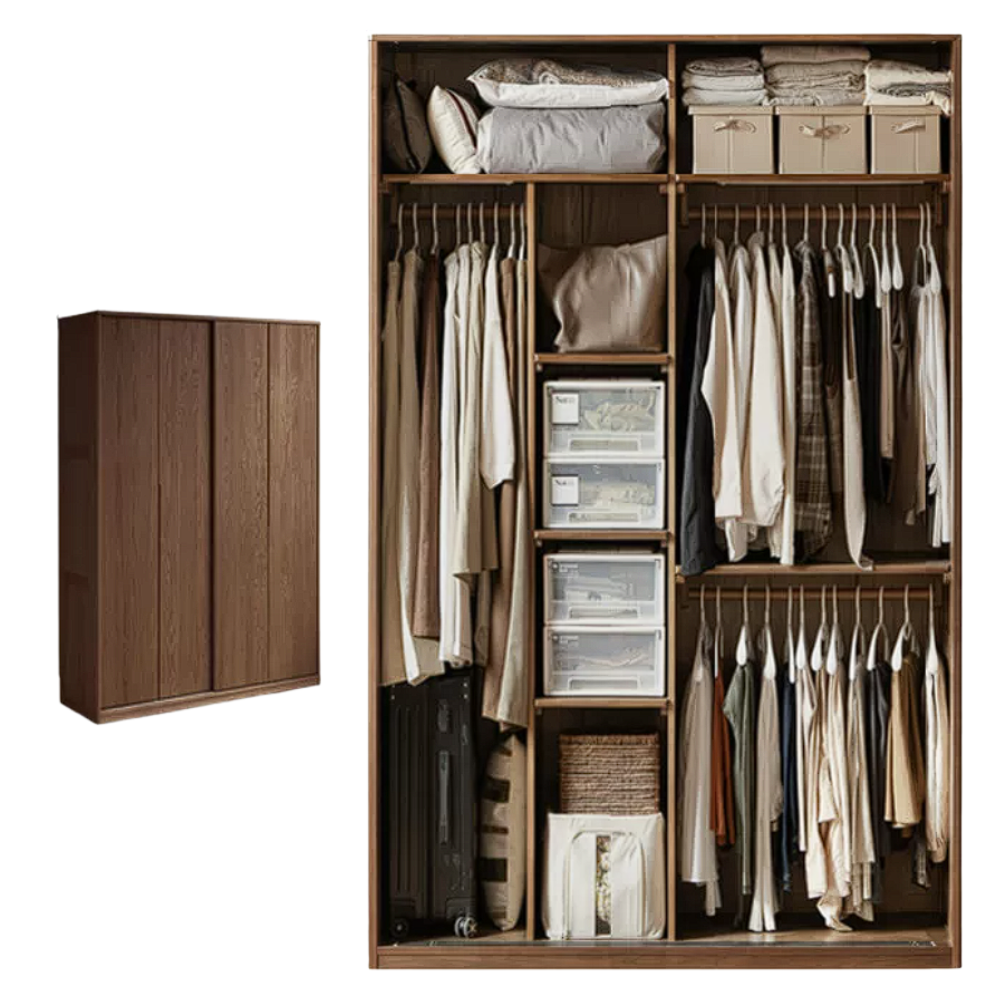 Oak Solid Wood Sliding Door Wardrobe.