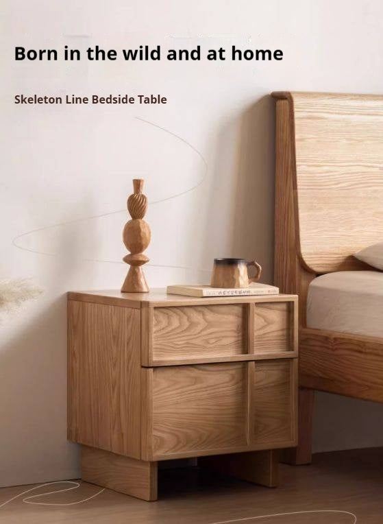 Ash Solid Wood Wabi-Sabi Style Nightstand.