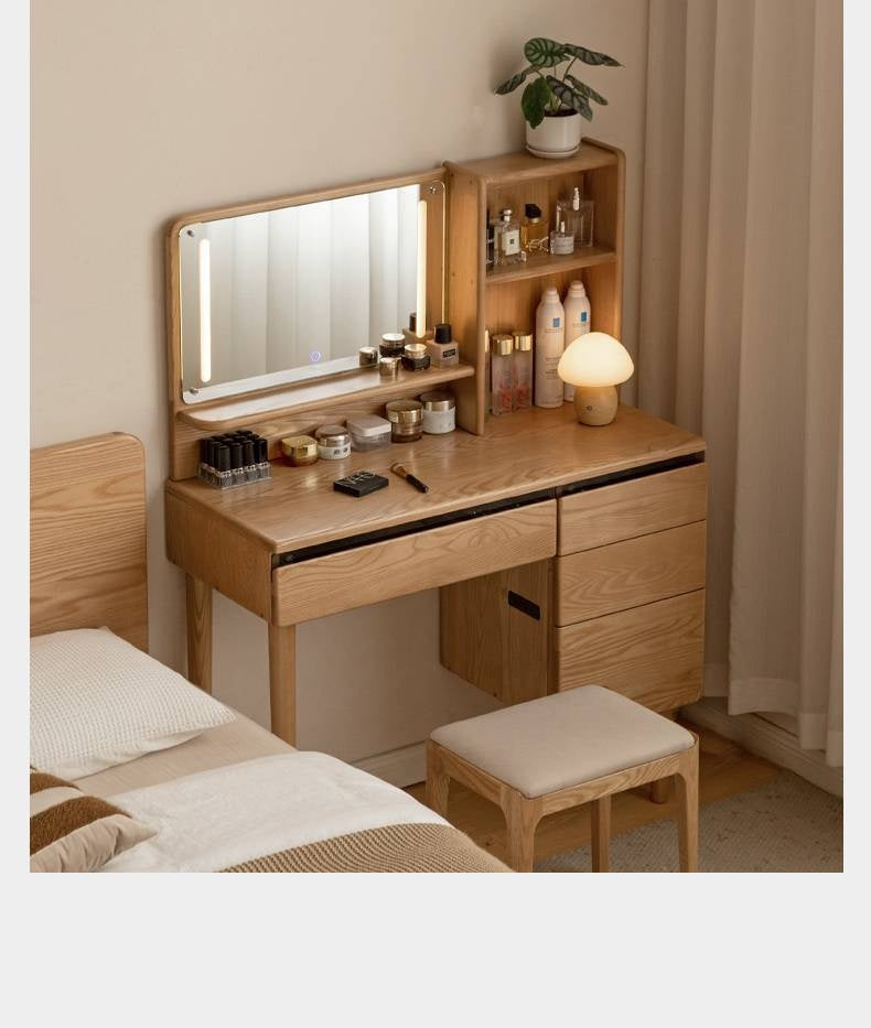 Ash, Oak Solid Wood Multifunctional Modern Vanity Table.