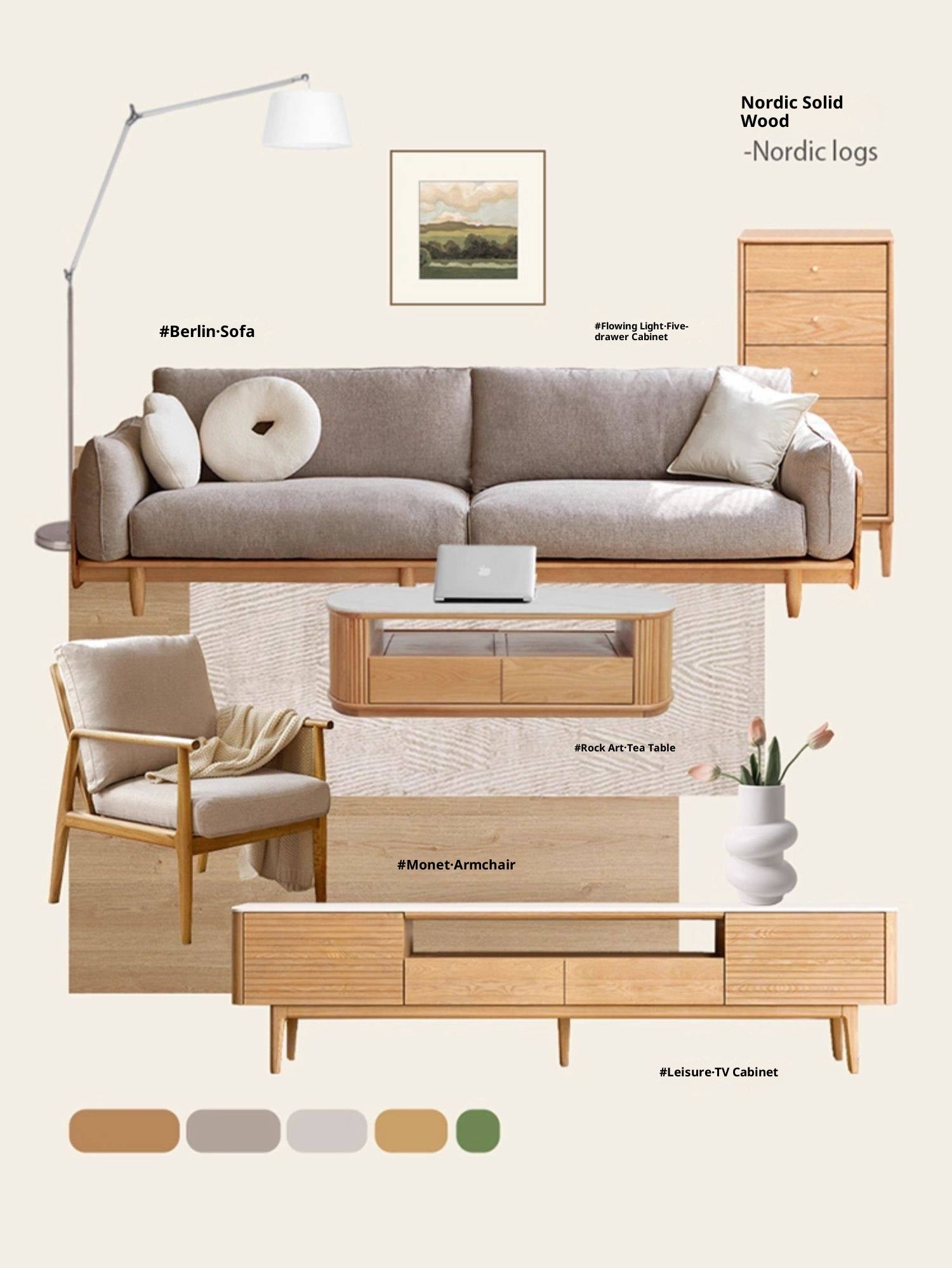 Oak, Ash Solid Wood genuine leather, fabric Sofa