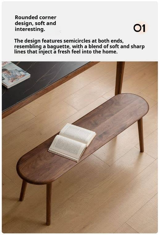 Black Walnut, Oak Solid Wood Nordic Long Bench