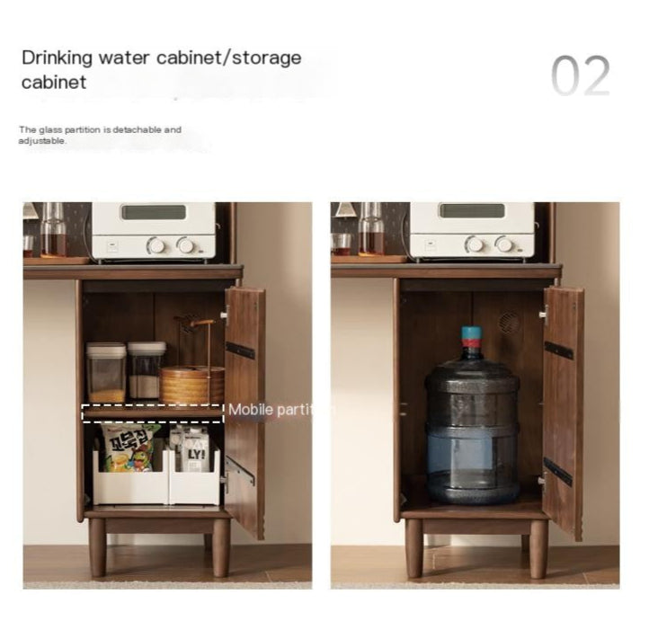 Black Walnut, Oak Solid Wood Light Luxury Style Rock Plate Storage Cabinet