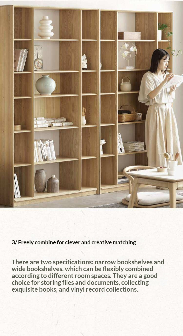 Ash Solid Wood Combination Bookcase Bookshelf<