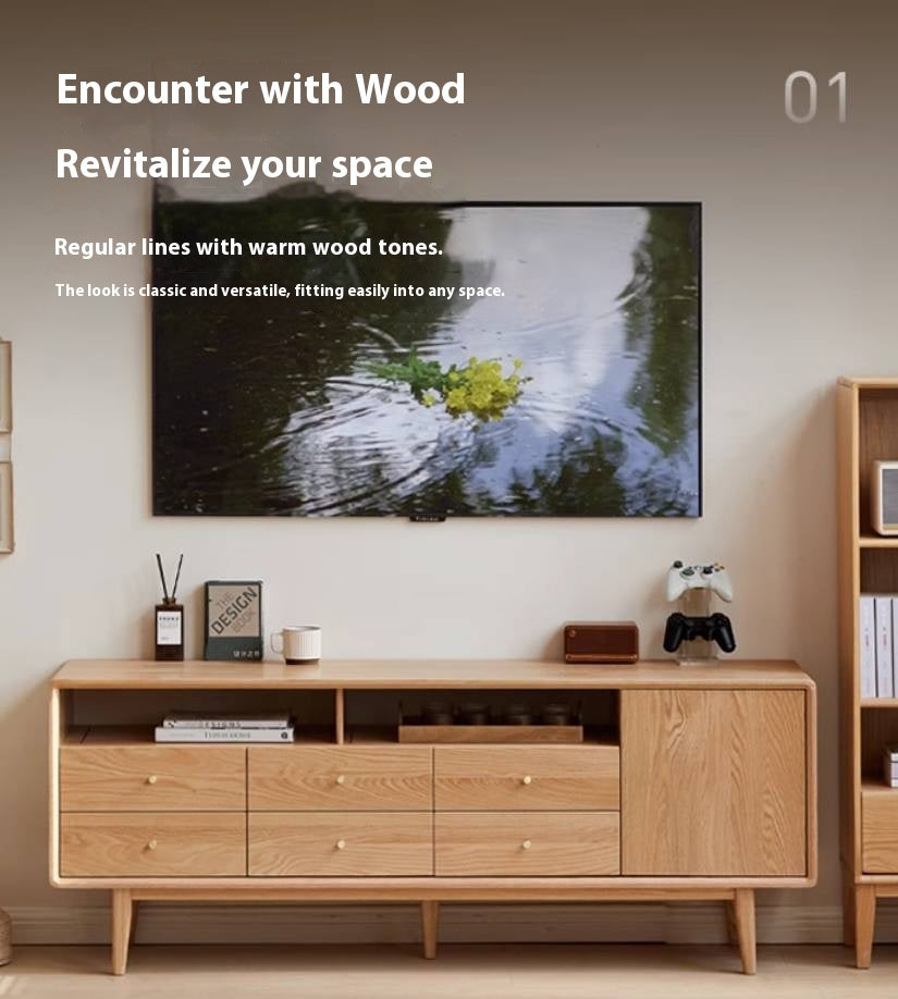 Oak Solid Wood Bedroom TV Cabinet