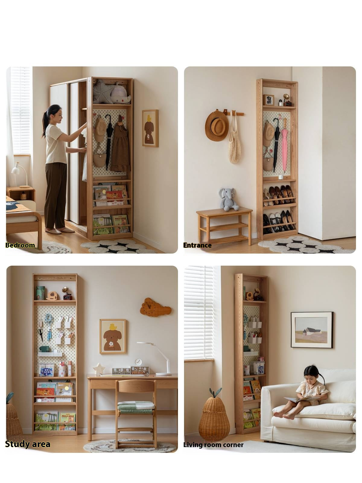Oak Solid Wood Modern Children's Wardrobe
