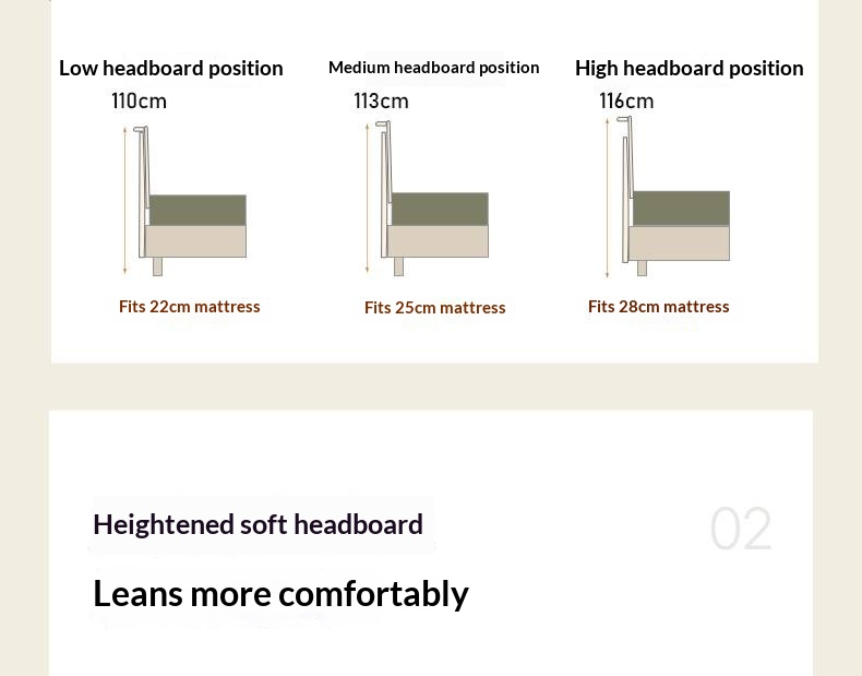 Cherry Solid Wood Fabric Soft Backrest Bed Modern Minimalist