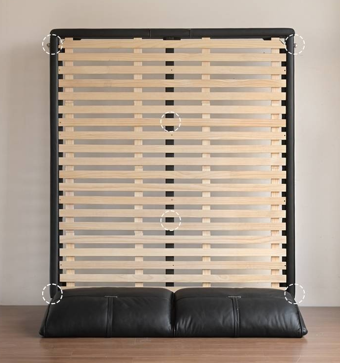 Genuine Leather Italian Light Luxury Black Bed