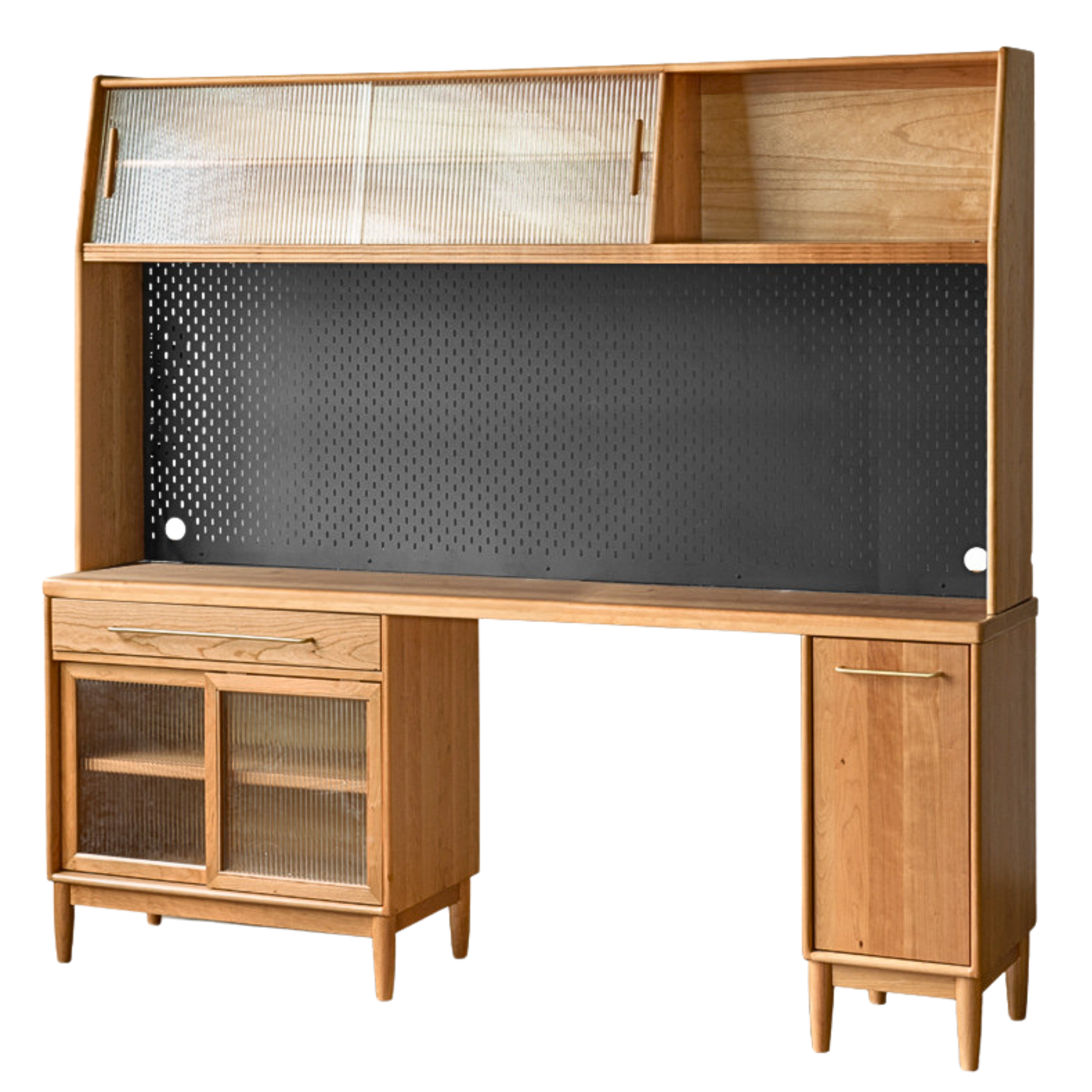 Cherry, Oak Solid Wood, Solid RubberWood Japanese Style Buffet Cabinet