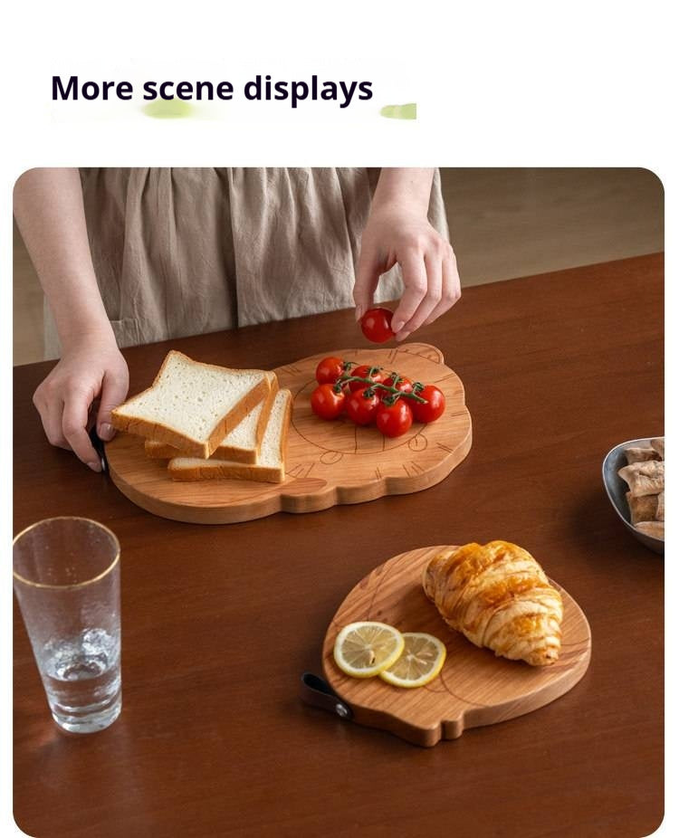 Cherry Solid Wood Pet-Shaped Cutting Board and Baby Food Plate