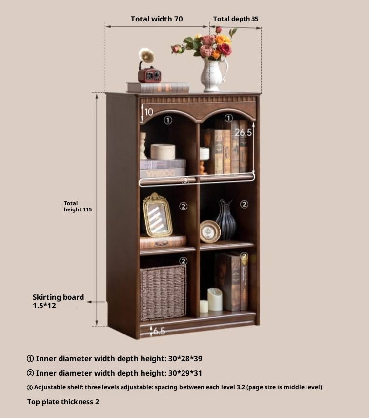 Poplar Solid Wood French Retro Side Cabinet
