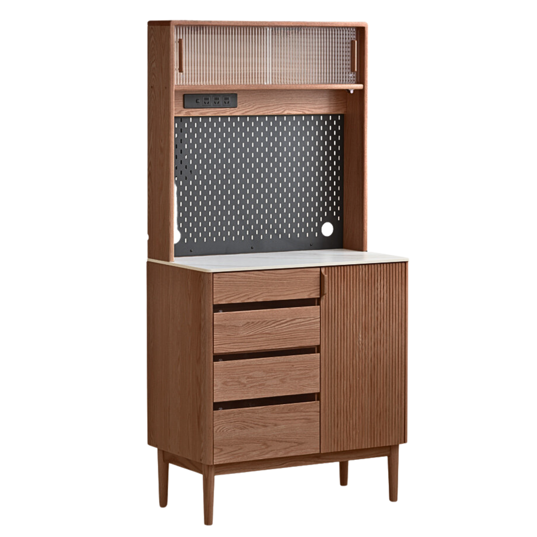 Oak Solid Wood Modern Rock Board Side High Tea Cabinet Buffet