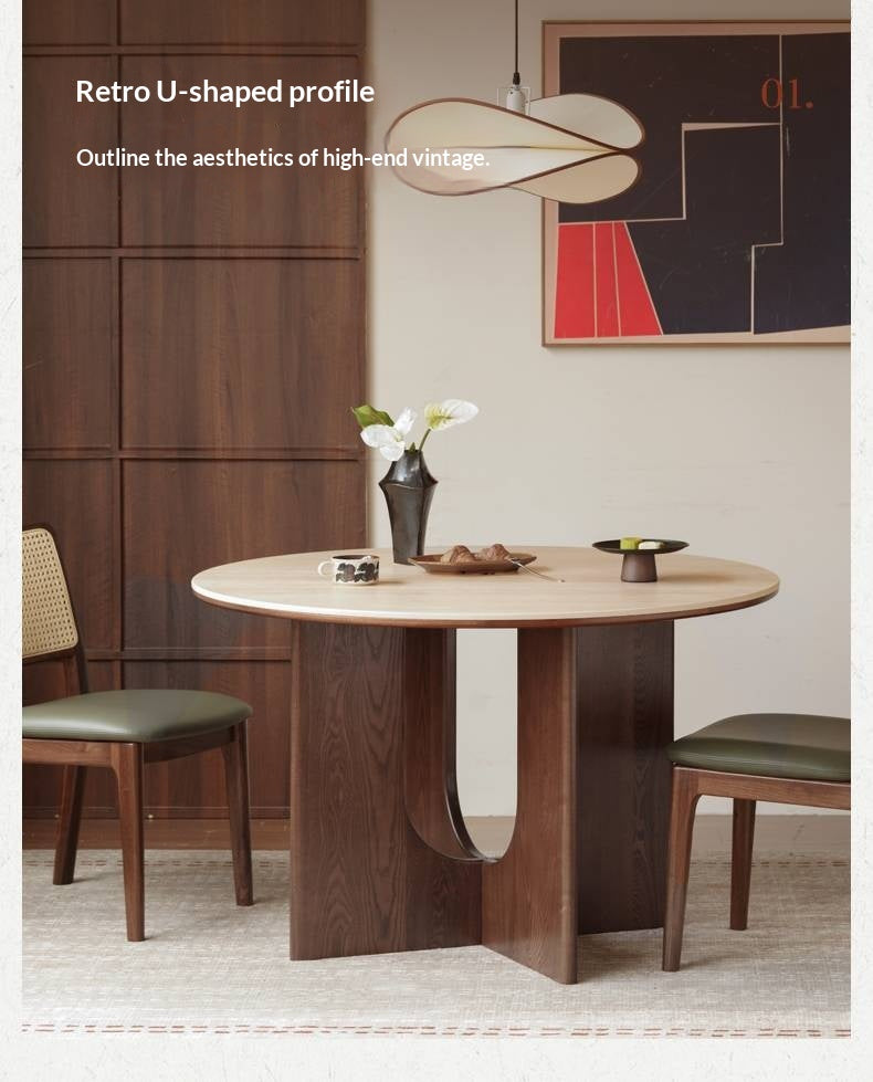 Ash Solid Wood Vintage Style Dining Table