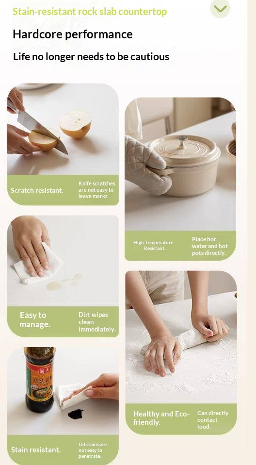 Solid Rubberwood Cream-Style Extendable White Slab Island