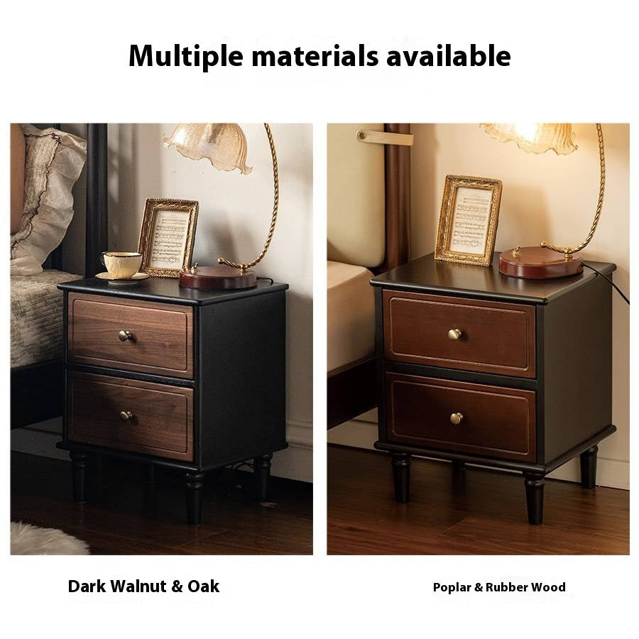 Black Walnut, Solid Rubberwood American Retro Style Nightstand