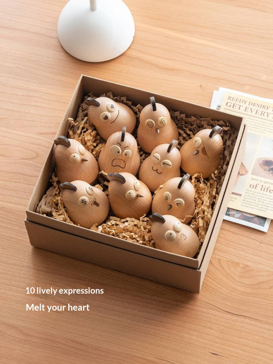 Beech, Black Walnut Solid Wood Tumbler Desk Ornament with Simple Creative Design