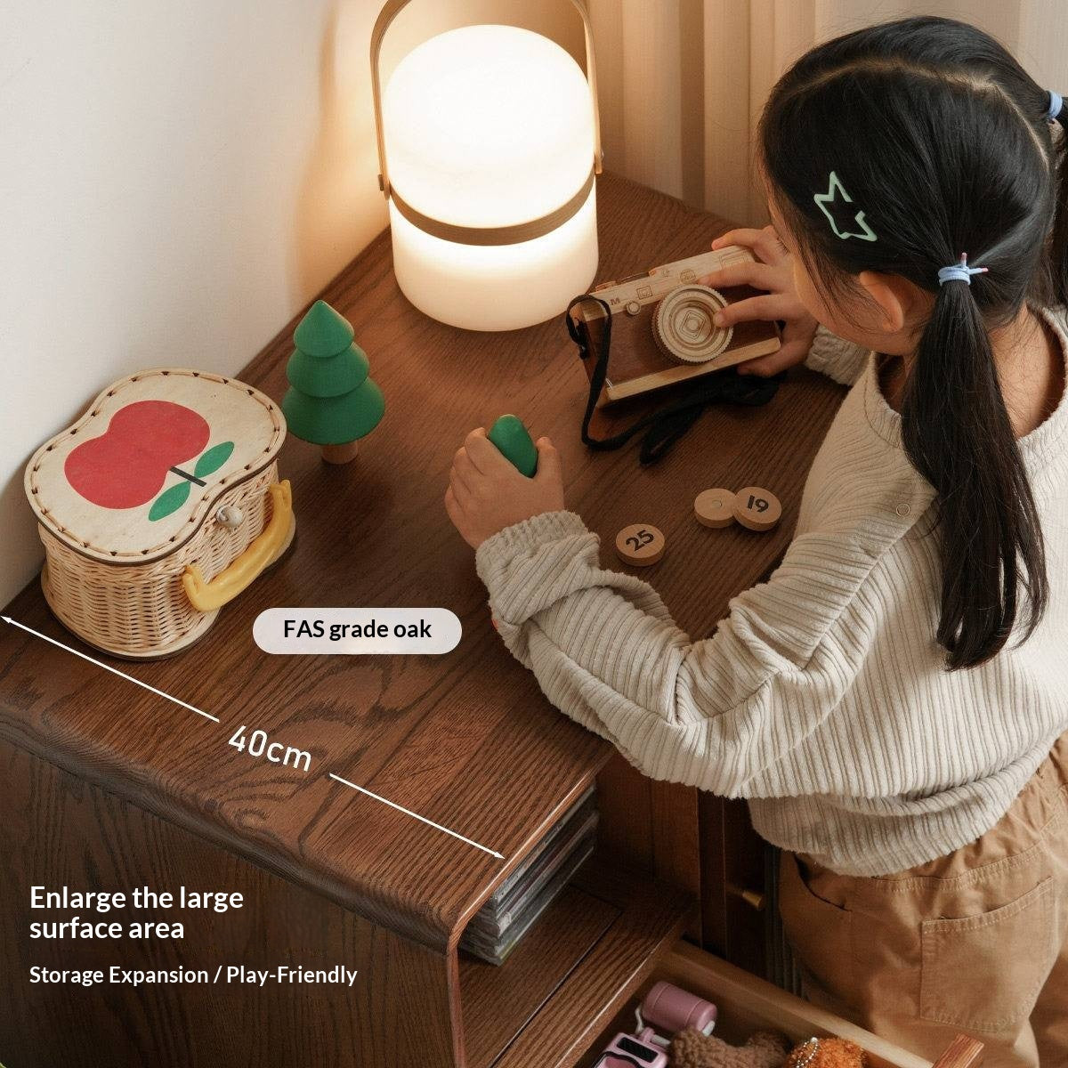 Oak Solid Wood, Solid Rubberwood Side Cabinet.