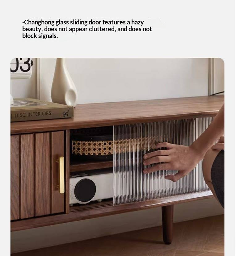 Black Walnut Solid Wood Nordic TV Cabinet.