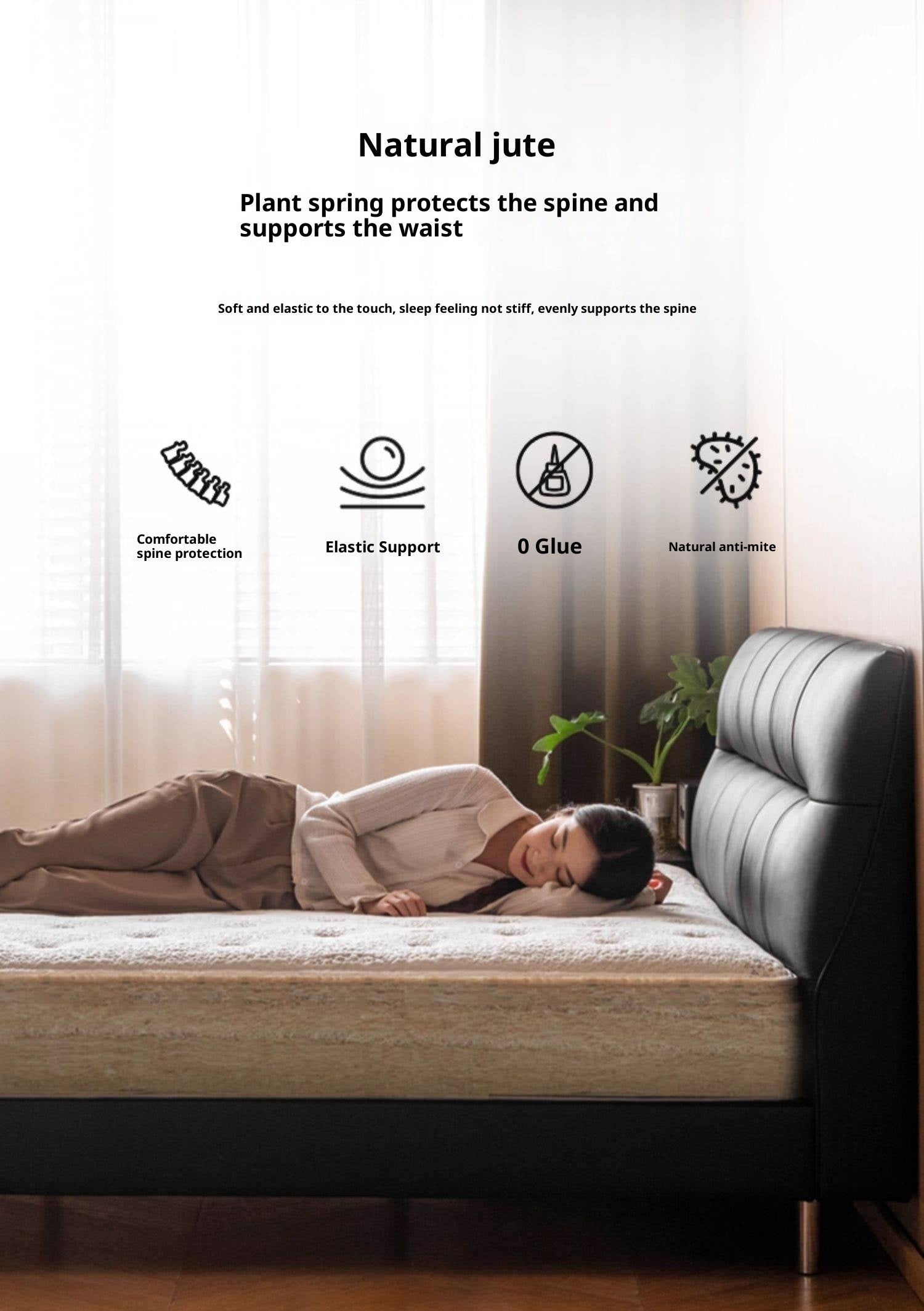 Glue-Free Mattress Made Of Imported Natural Latex, With Air Fiber Filling And Spring Support, A Soft Mattress For Back Protection 24 cm