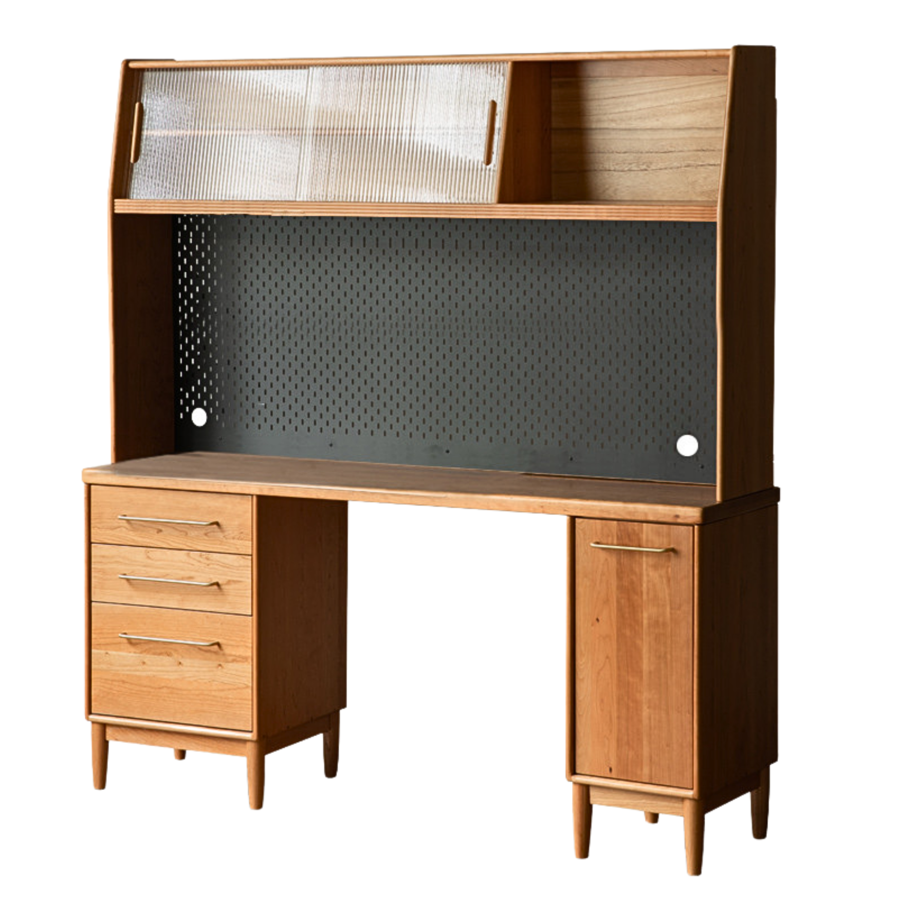 Cherry, Oak Solid Wood, Solid RubberWood Japanese Style Buffet Cabinet