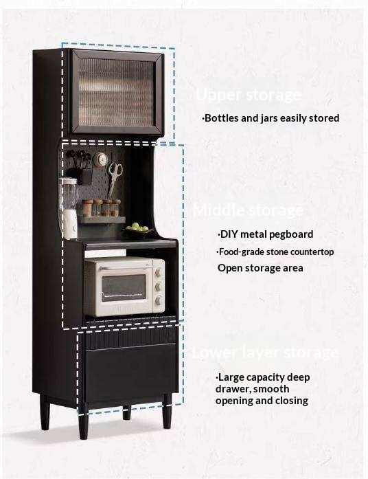 Solid RubberWood Minimalist Style Sideboard with Storage Cabinet