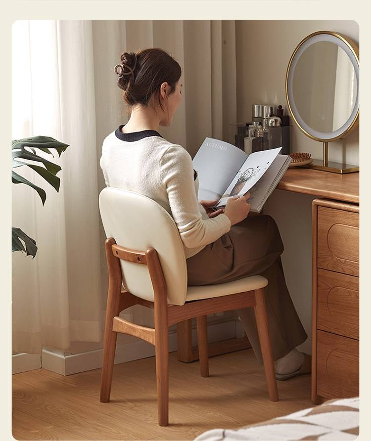 Black Walnut, Cherry Solid Wood Makeup Light Luxury Style Chair