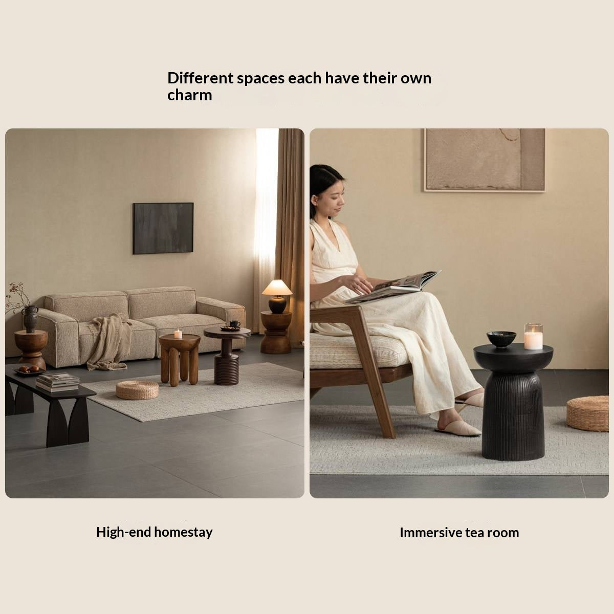 Mango Solid Wood Wabi Sabi Round Side Table