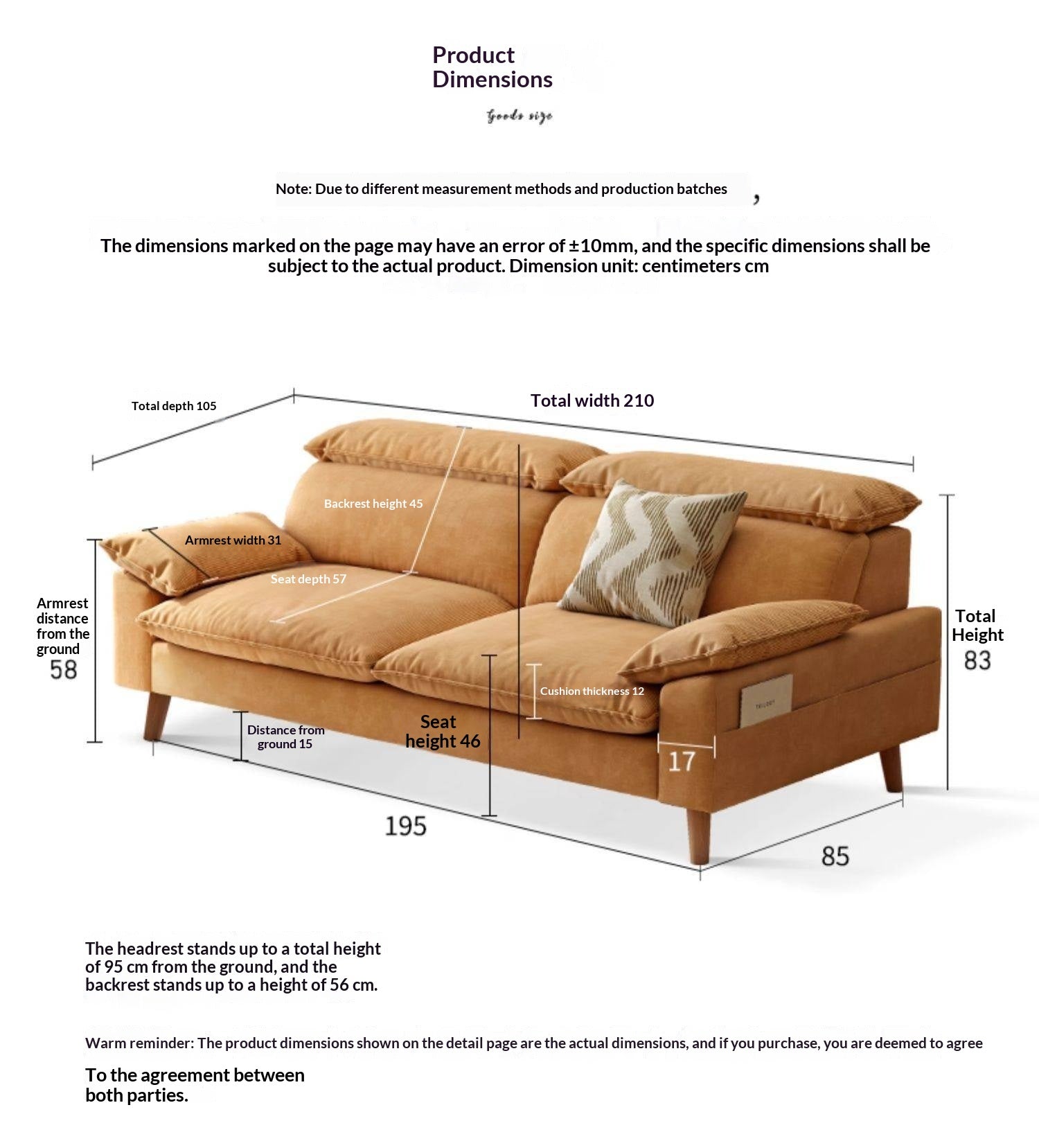 Fabric High Back Straight Sofa Modern.