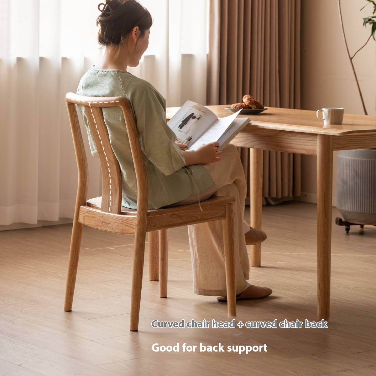 Set 4 pcs Oak Solid Wood New Chinese Style Dining Chair