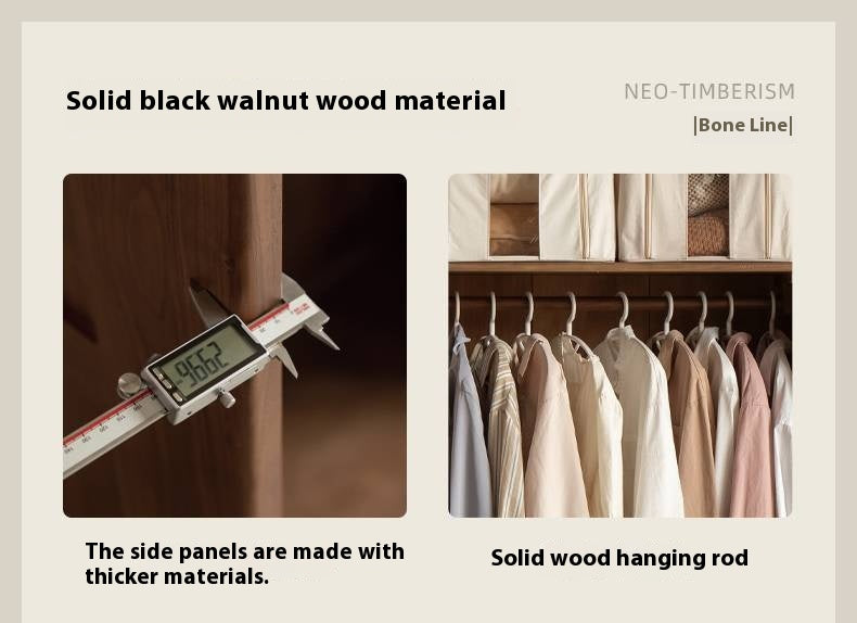 Black Walnut Solid Wood Italian Luxury Sliding Door Wardrobe