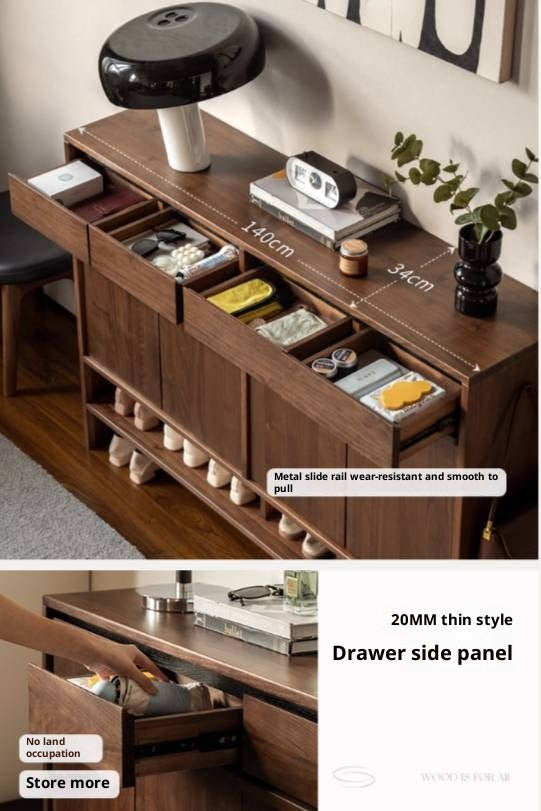 Black Walnut, Oak Solid Wood Italian Light Luxury Shoe Cabinet