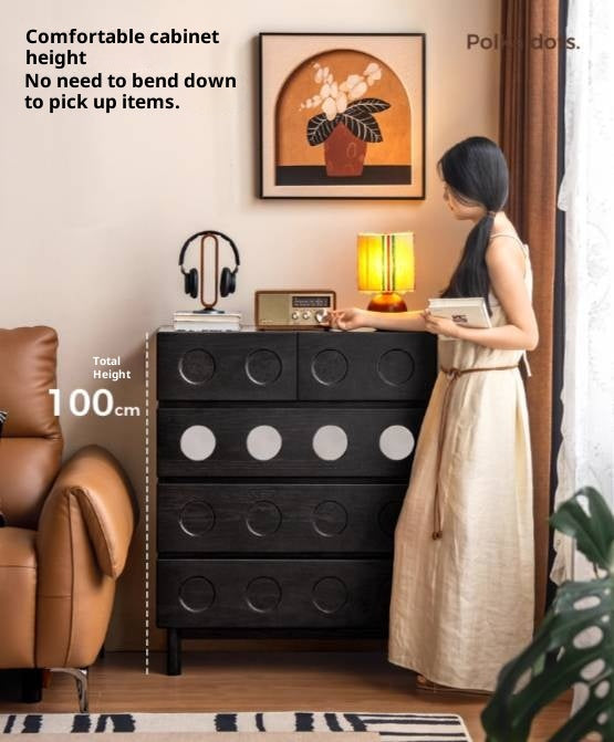 Oak Solid Wood Vintage Style Five-Drawer Chest