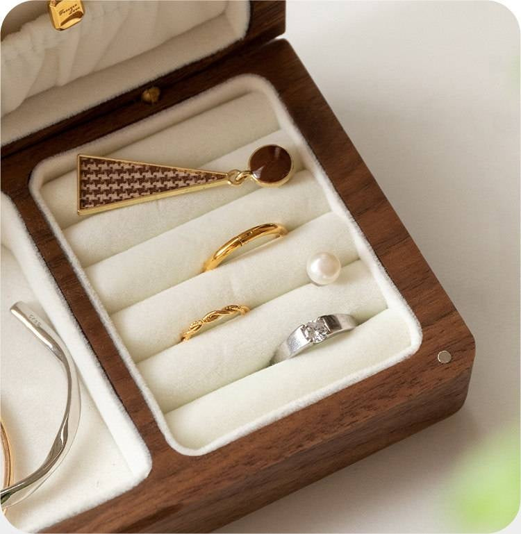 Black Walnut, Cherry Solid Wood Jewelry Box